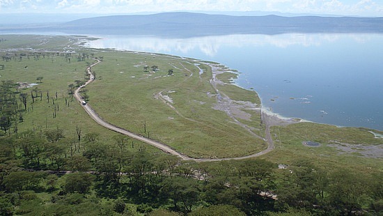 Lake Nakuru fringed in pink