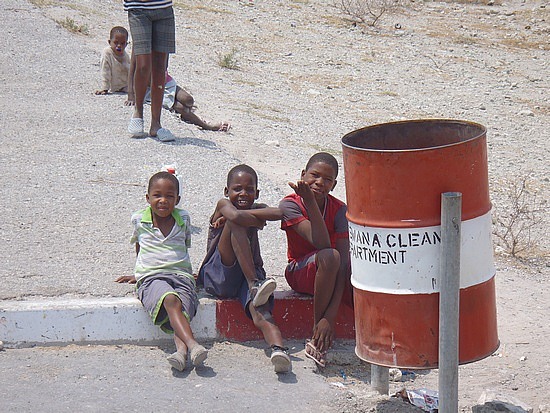 Happy kids by the salt flats