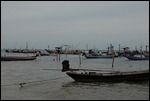 Boats on the beach at high tide